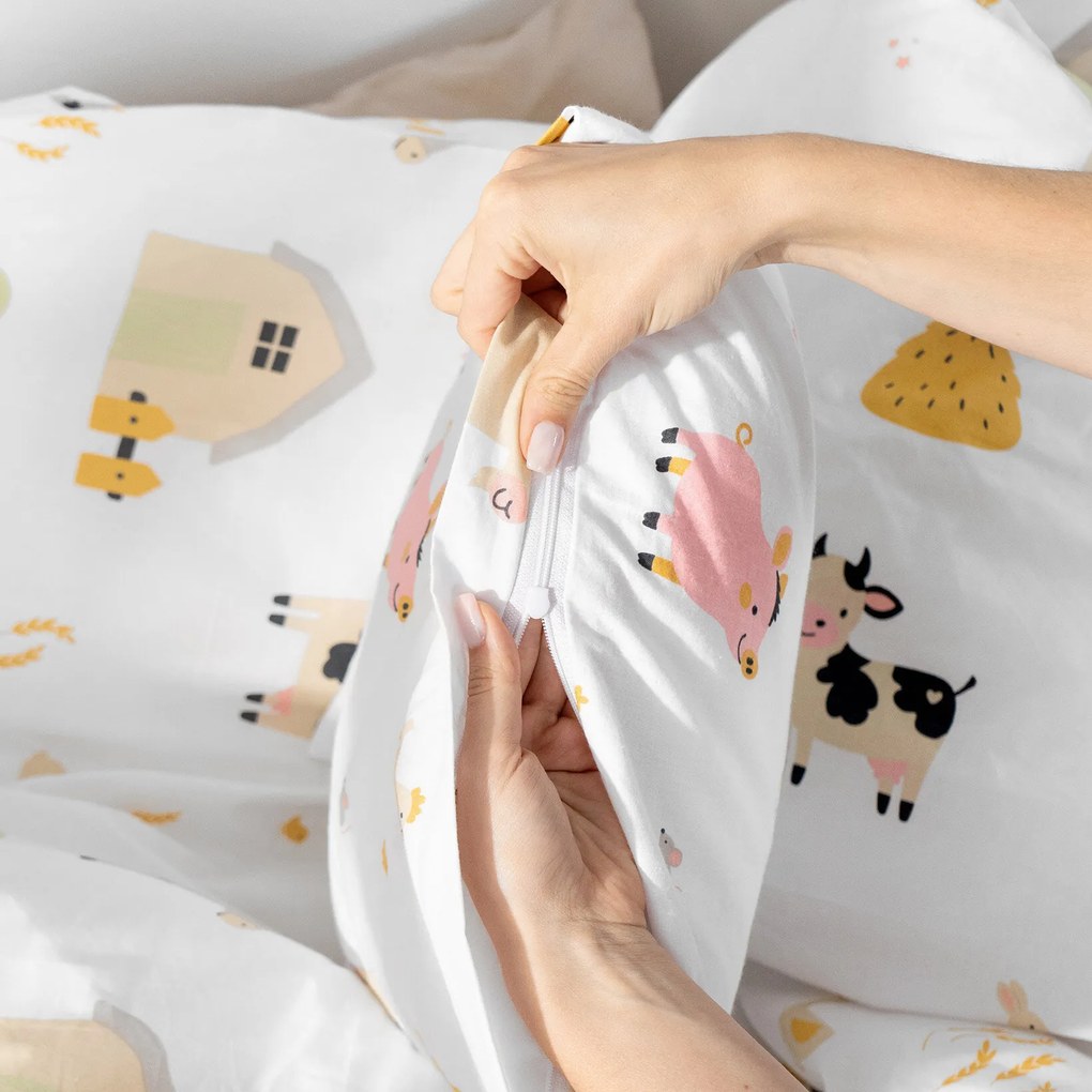 Goldea detské bavlnené obliečky do postieľky - život na farme 90 x 120 a 40 x 60 cm