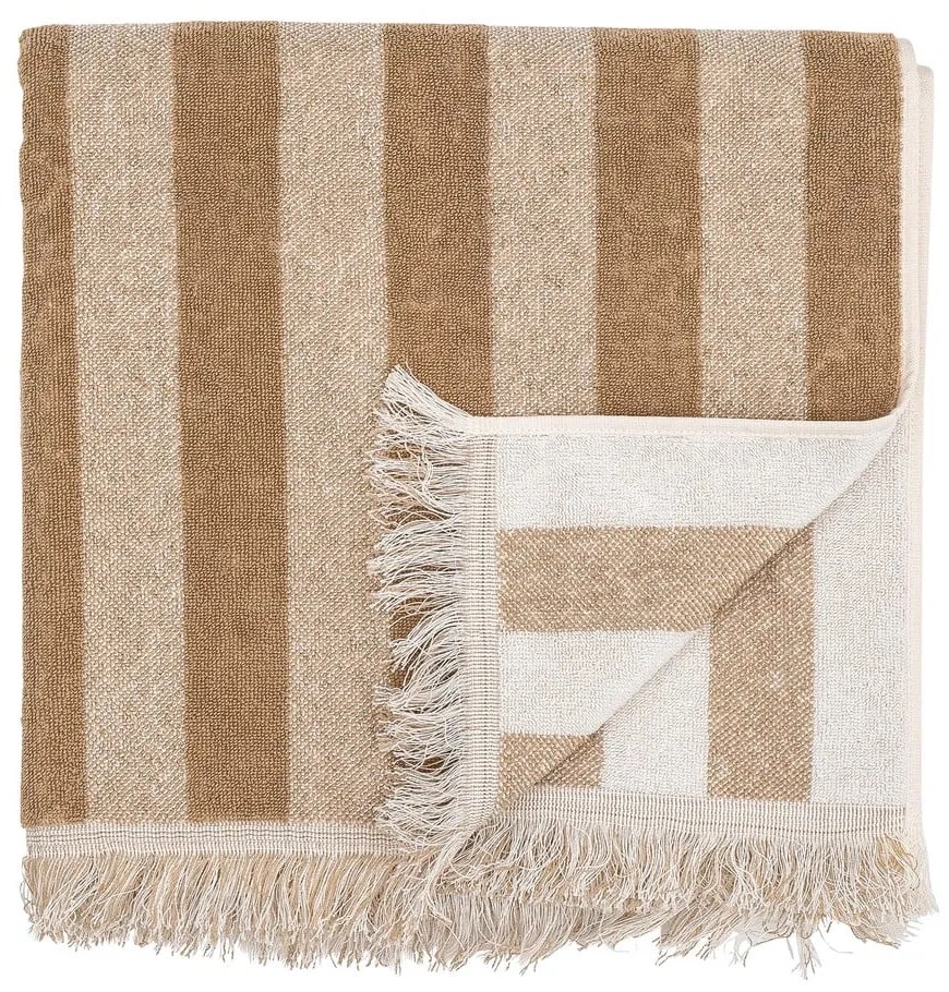 Hnedo–béžový bavlnený uterák 50x100 cm Elaia – Bloomingville