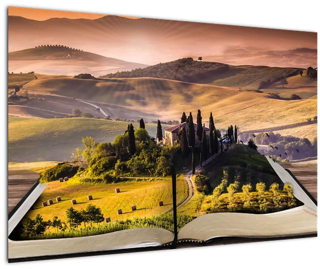 Obraz krajiny v knihe (90x60 cm)