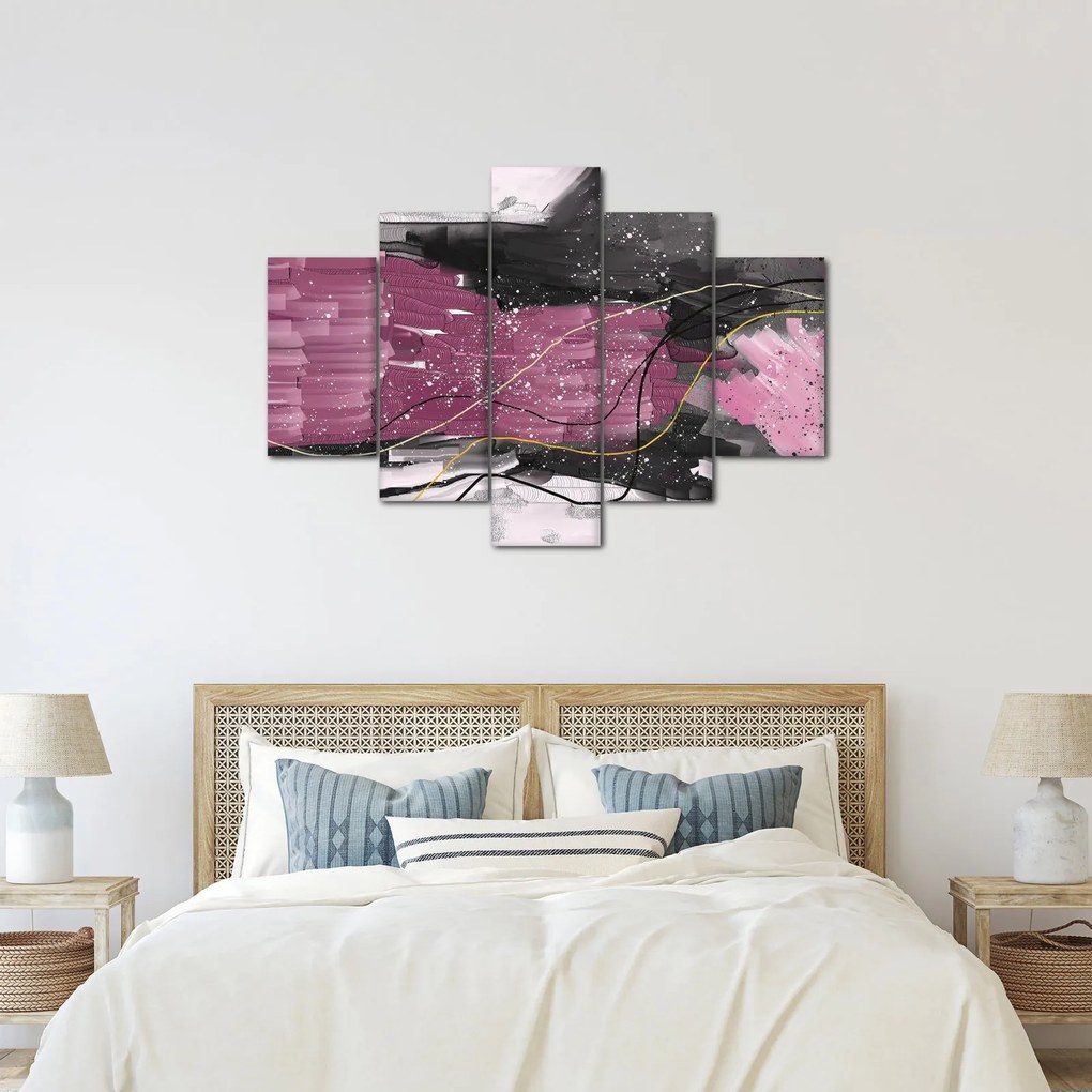 Obraz - Ružovo-čierna abstrakcia (150x105 cm)