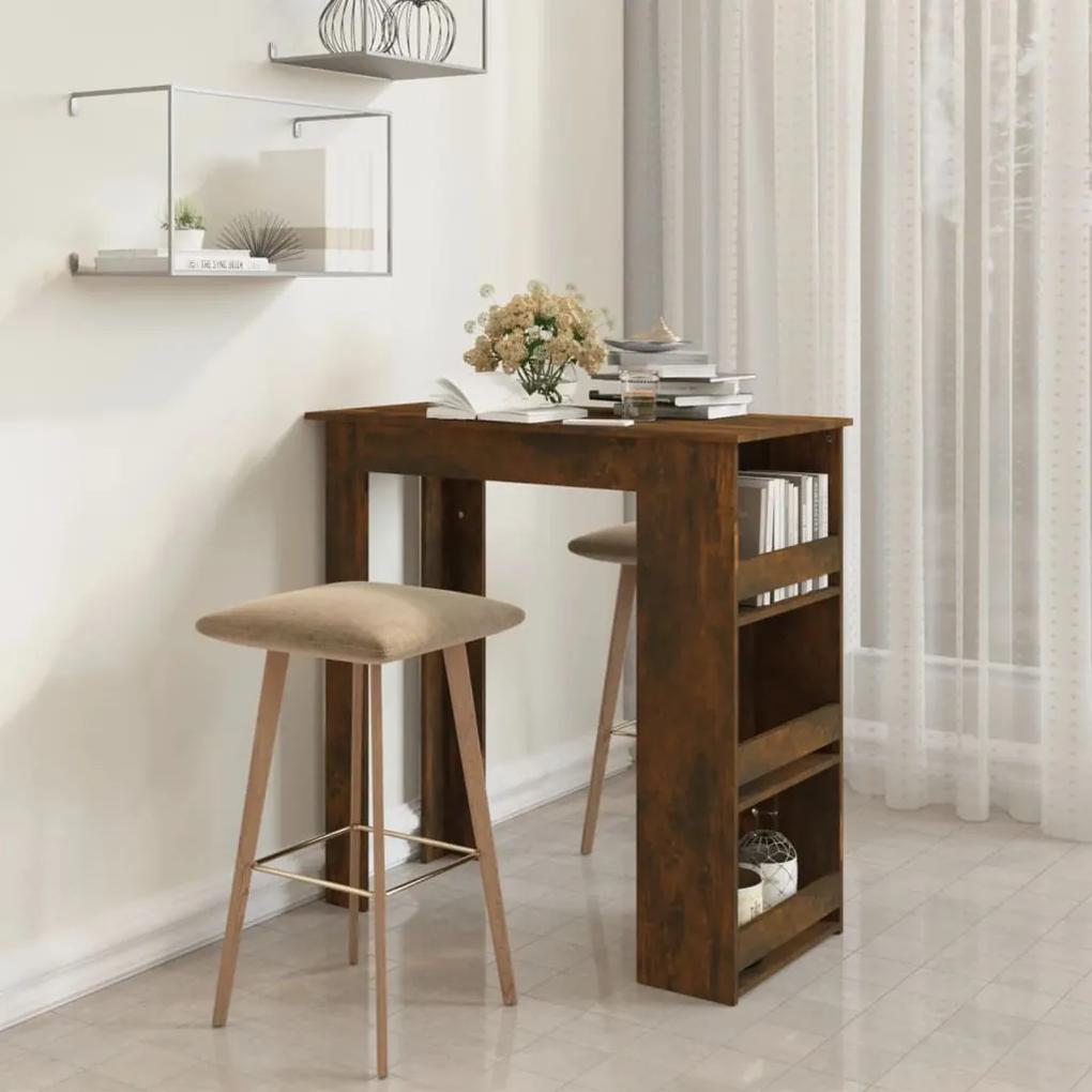 Barový stôl s regálom tmavý dub 102x50x103,5 cm drevotrieska
