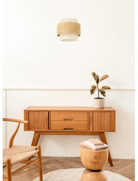 Závesný luster BOHO na lanku, 1× E27, 60 W, 230 V, Ø 20 cm, juta/krémová