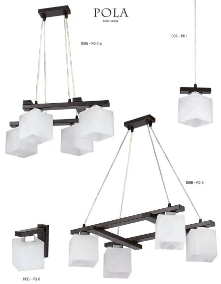 Jupiter 1099 - PO 4 p - Závesný luster POLA 4xE27/60W/230V wenge