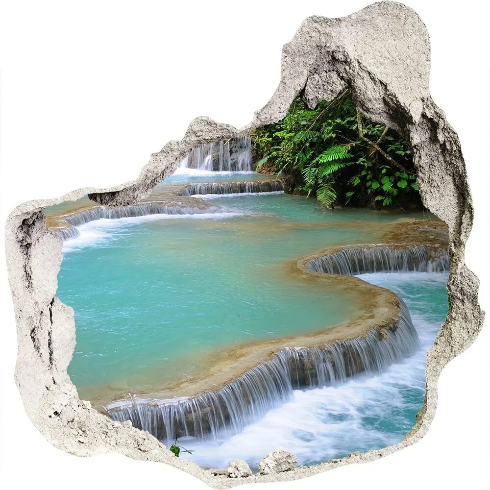 Nálepka fototapeta 3D výhľad Vodopád v lese WallHole-75x75-piask-60896180