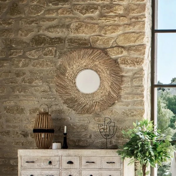 Atmosphera - Nástenné zrkadlo AEL pr. 80 cm rákosie