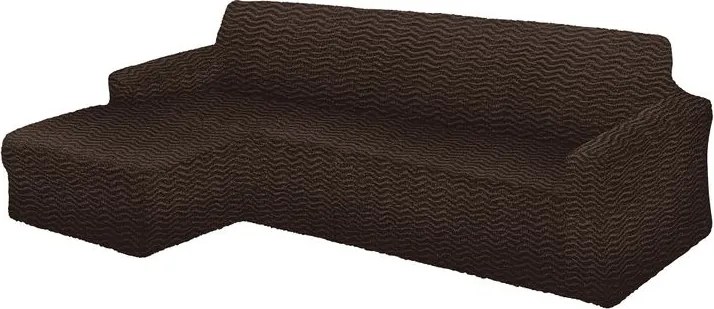 Bielastické poťahy CRISTINA tabaková sedačka s otomanom vľavo (š. 170 - 300 cm)