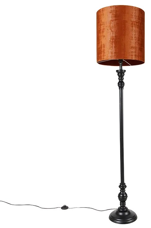 Klasická stojaca lampa čierna s červeným tienidlom 40 cm - Classico