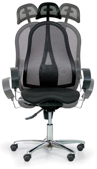 Topstar Zdravotná balančná kancelárska stolička EXETER NET s opierkou hlavy, čierna