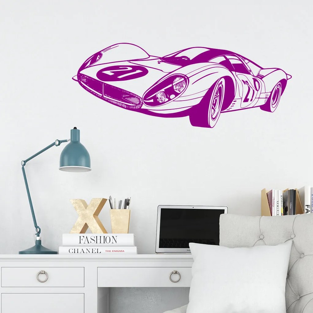 Veselá Stena Samolepka Pretekársky automobil Farba: žlutá, Veľkosť: 100 x 40 cm