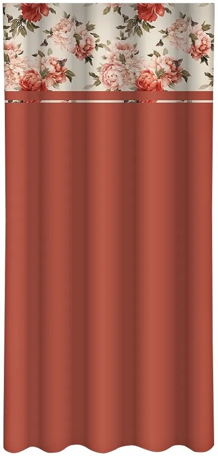 Elegantný oranžový záves s potlačou farebných kvetov Šírka: 160 cm | Dĺžka: 250 cm