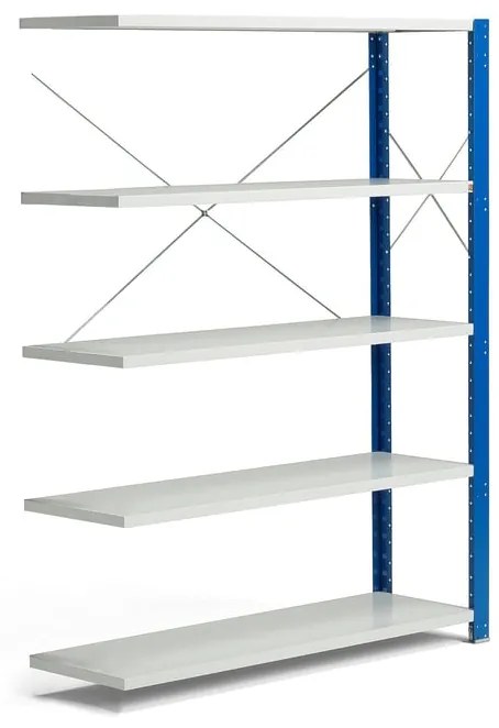 Policový kovový regál MIX, prídavná sekcia, 1740x1305x600 mm, modrá, šedá