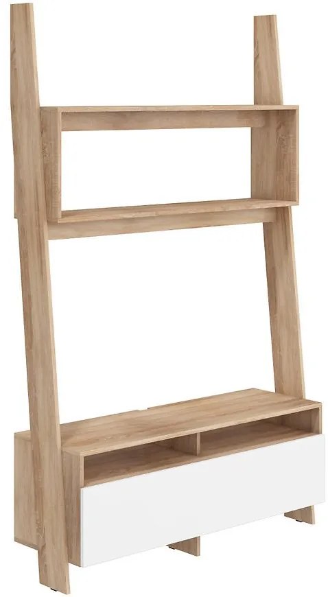 TV stolík Rack Sonoma/Biely Lesk