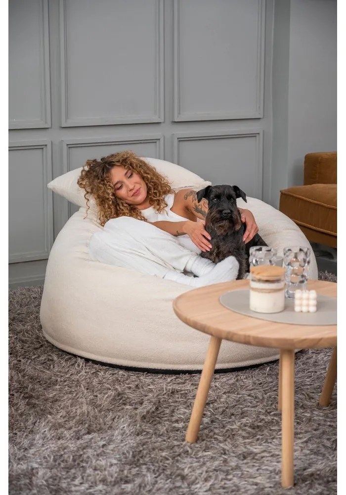 Svetlosivý sedací vak z textílie buklé Om 110 – SLOWDOWN