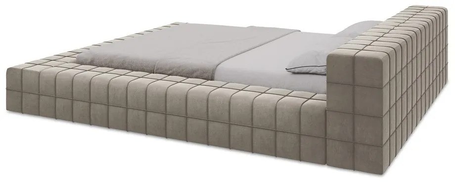 Taupe čalúnená dvojlôžková posteľ s roštom 160x200 cm Akela – Makamii