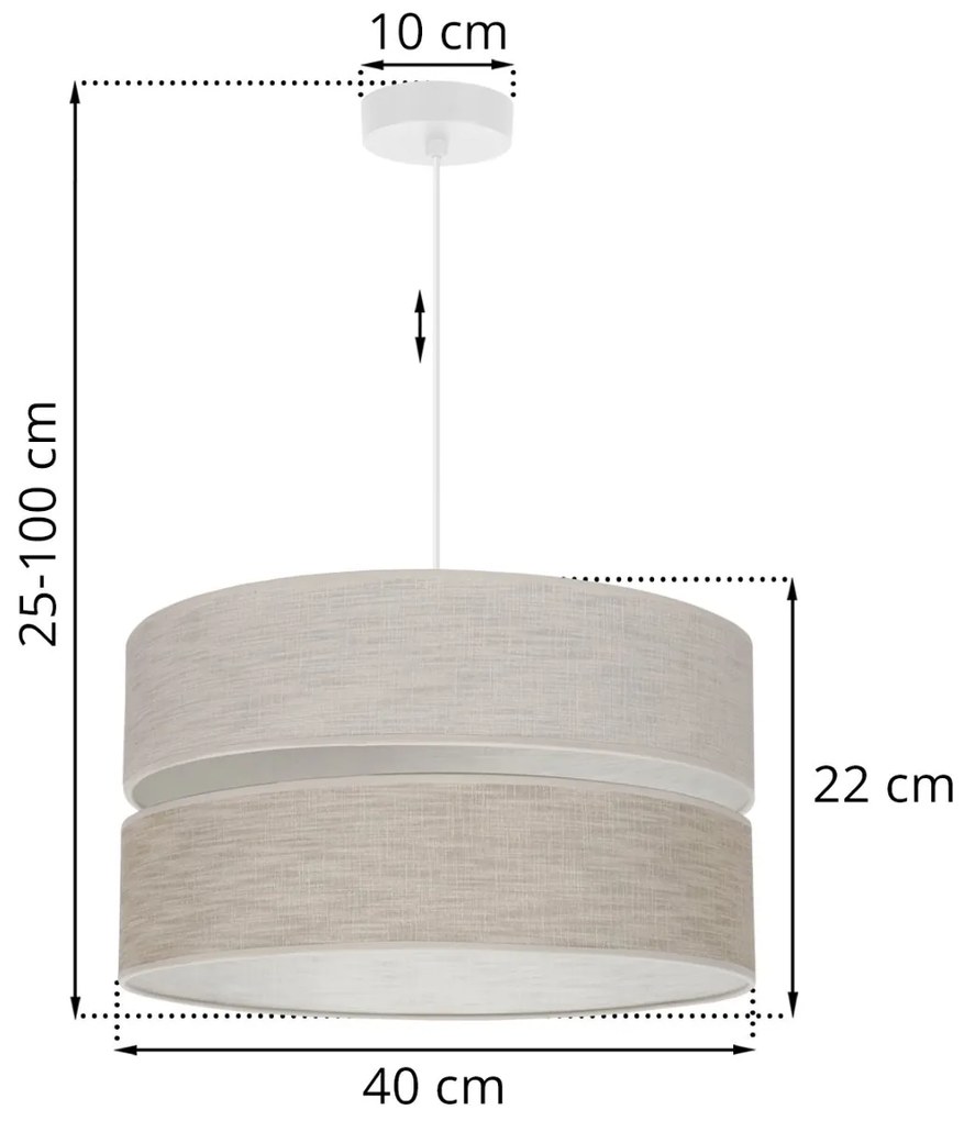 Závesné svietidlo Len, 1x béžové/svetlobéžové textilné tienidlo, (fi 40 cm), w