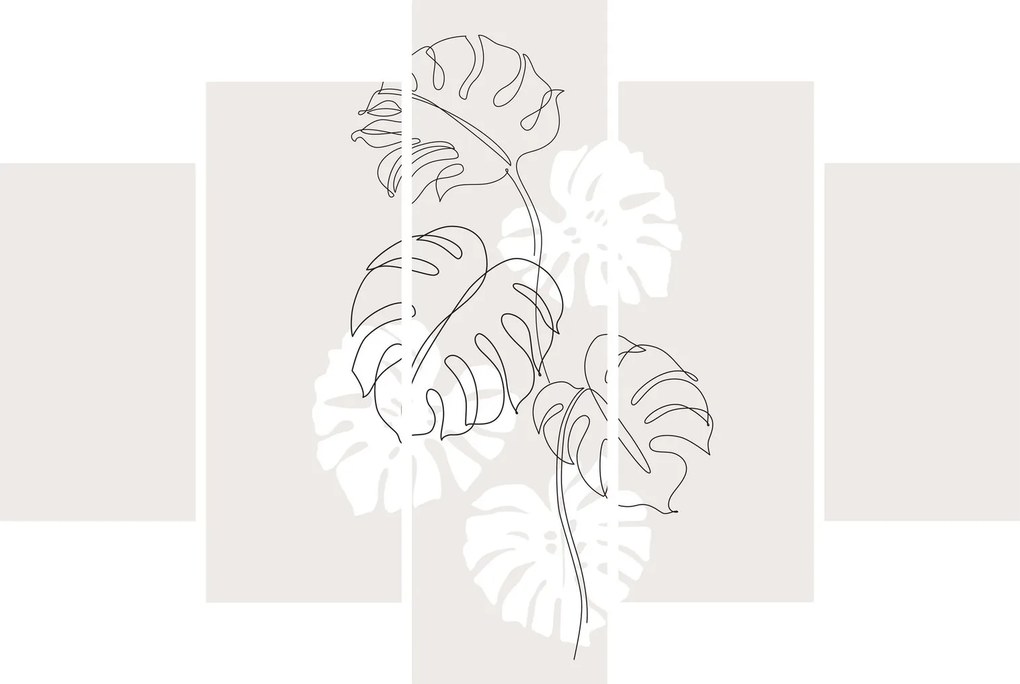 Obraz - Line art monstera N⁰3 (150x105 cm)