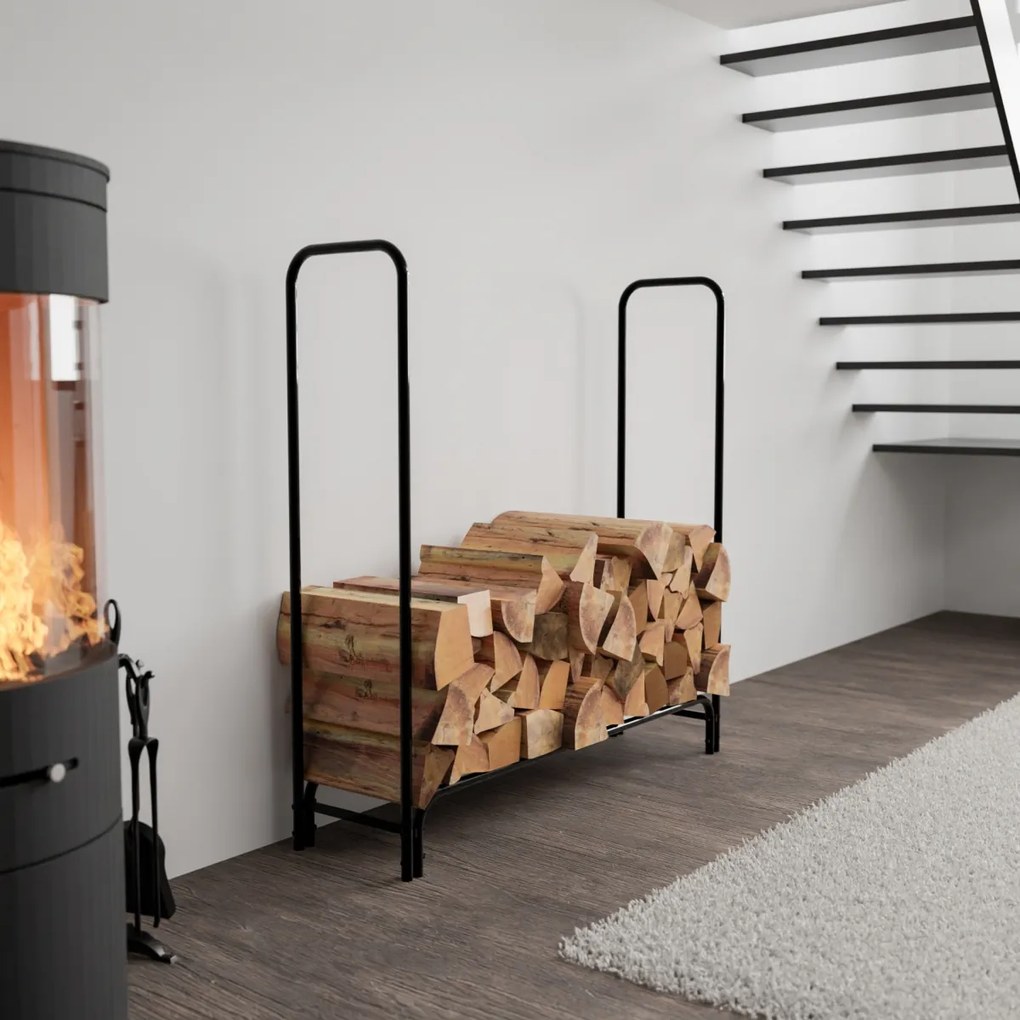 Stojan na palivové drevo Wilster 316789 - 120x120x36 cm, kov antracit
