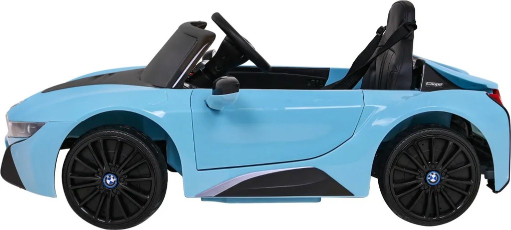Ramiz Elektrické autíčko BMW i8 Lift modré + diaľkové ovládanie + pomalý štart + 3-bodové pásy + MP3 USB + LED