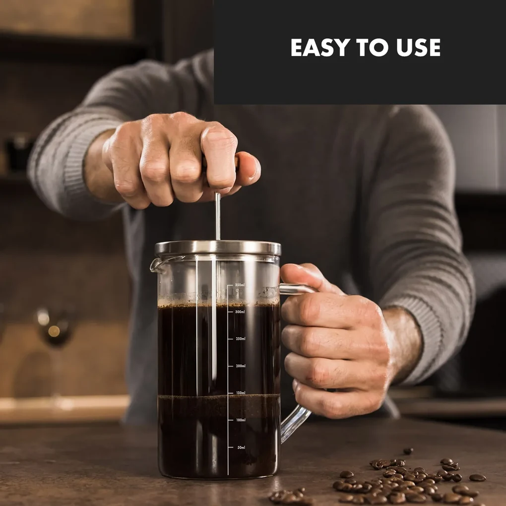 Glaswerk Ristretto, french press, 0,35 l, borosilikátové sklo, nehrdzavejúca oceľ, orechové drevo