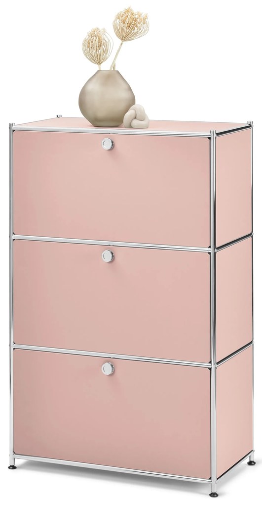 Kovová komoda »CN3« s 3 výklopnými priečinkami, staroružová