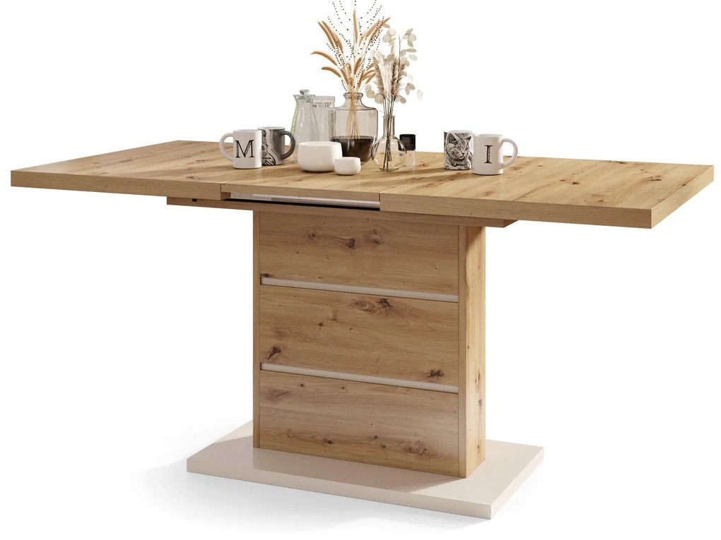 Mazzoni PIANO dub artisan / béžová - moderný rozkladací stôl do 200 cm
