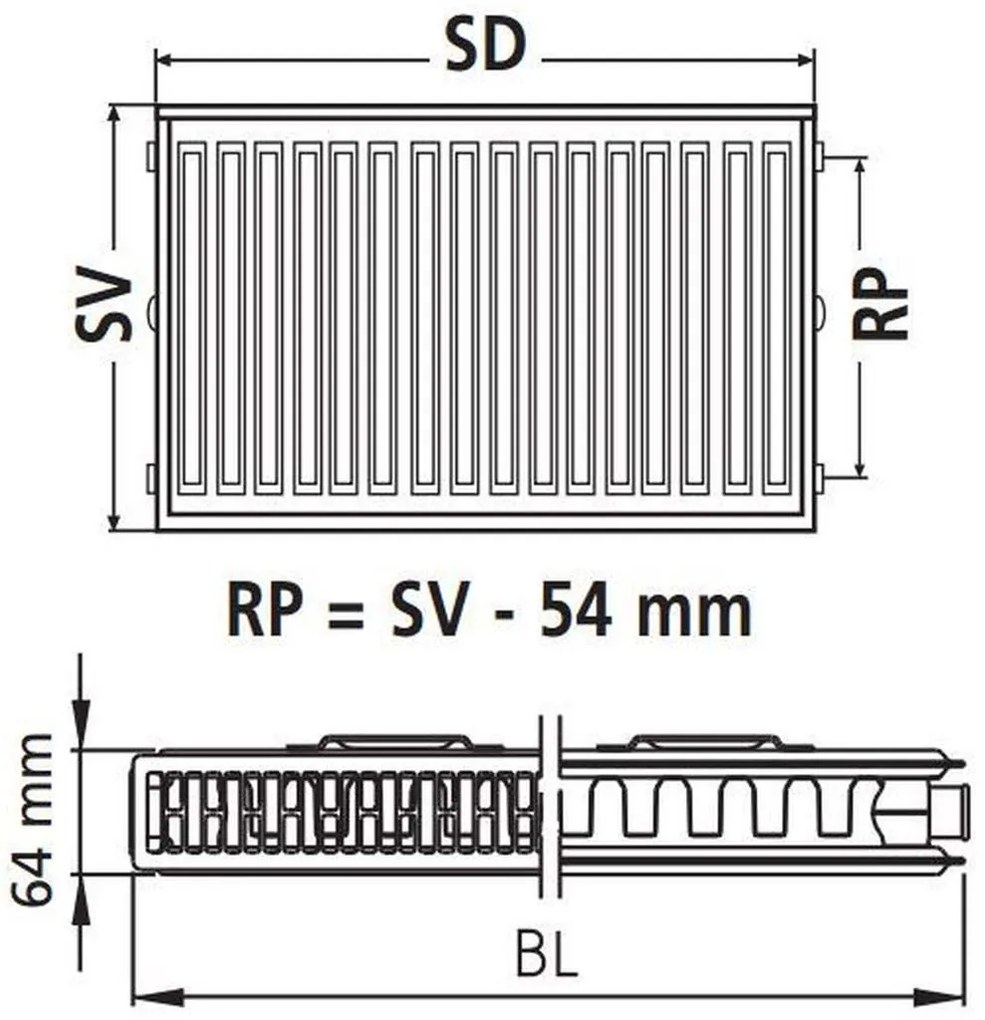 Kermi Therm X2 Profil-kompakt doskový radiátor 12 600 / 1400 FK0120614