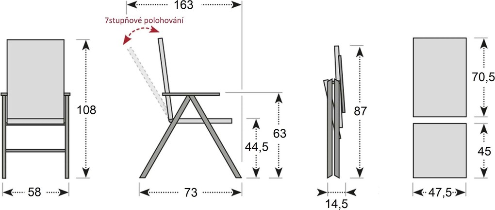 Doppler ACTIVE - kreslo polohovacie káro - 2. akosť (N454)