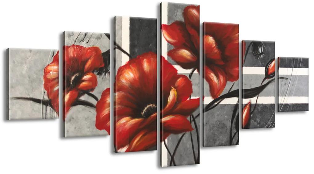 Gario Ručne maľovaný obraz Vírivé maky - 7 dielny Rozmery: 210 x 100 cm