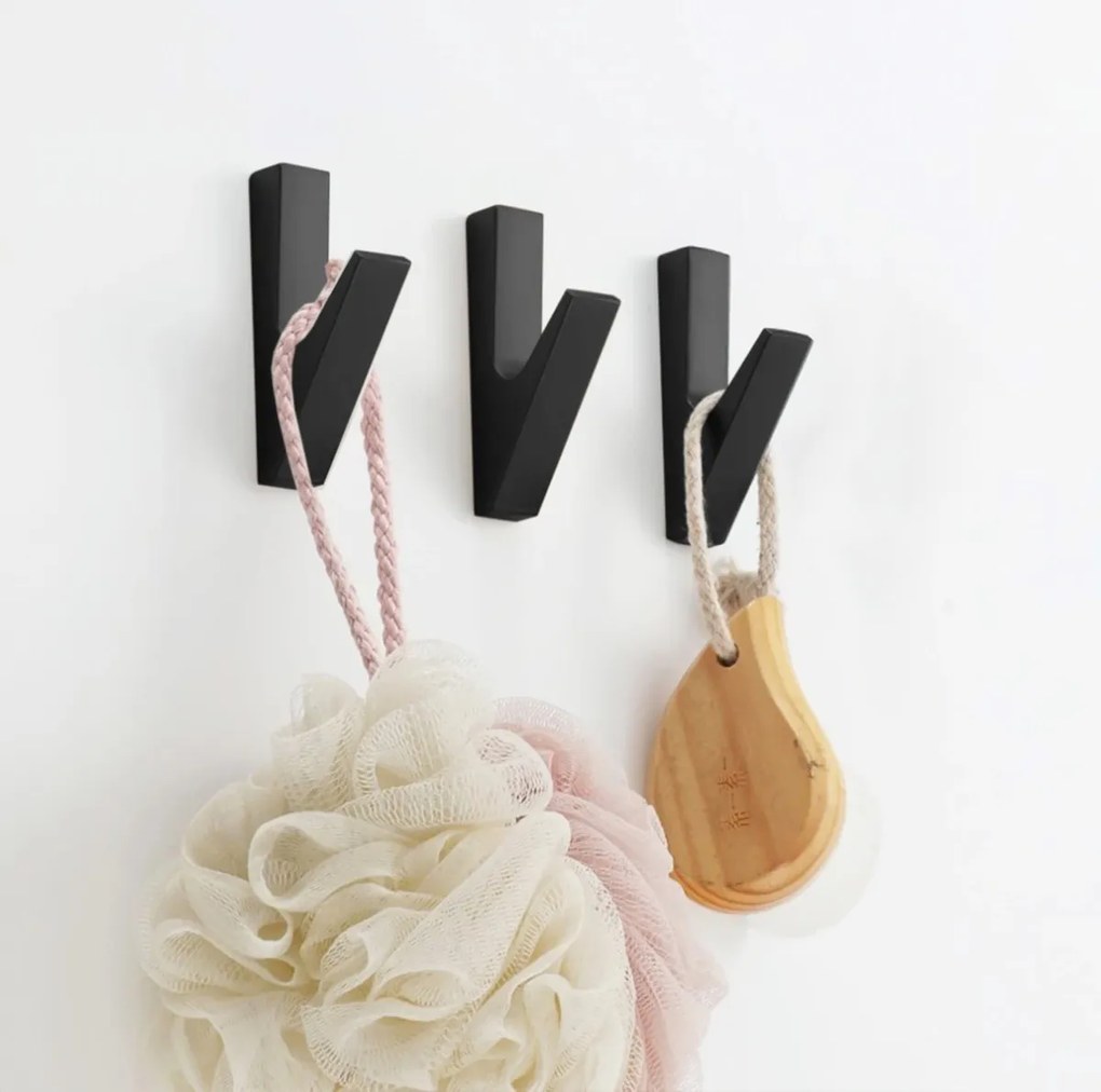 Sada 3 ks hliníkových háčků HARRY černá