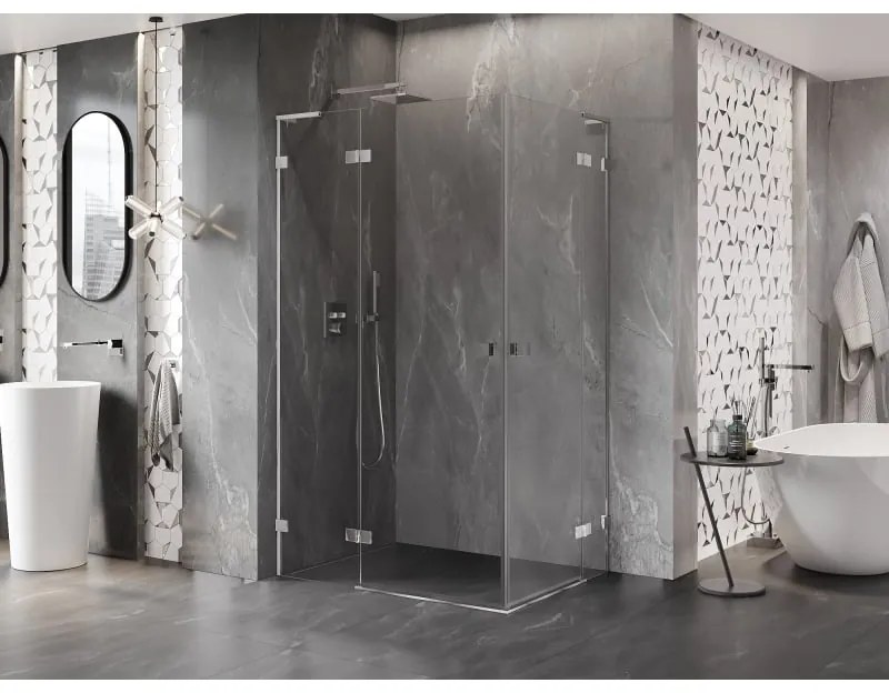 Mexen Lunar, L Duo sklápací sprchový kút 110 x 70 cm, 8mm číre sklo, chrómový profil, 834L-110L-070P-01-00