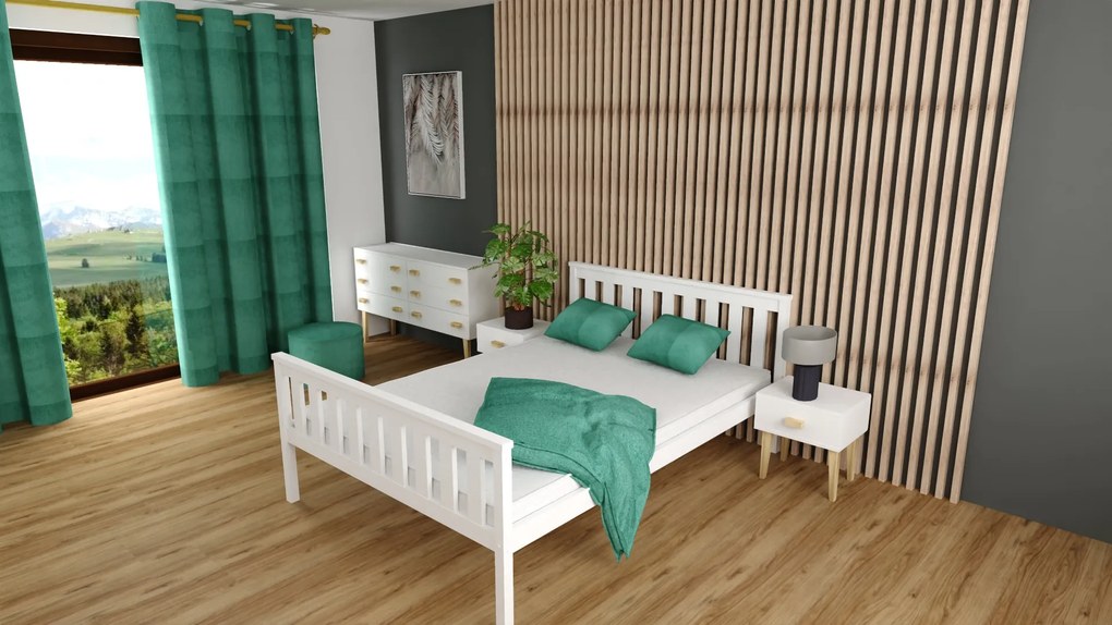 Posteľ KALEA 90 x 200 cm, biela Rošt: S lamelovým roštom, Matrac: Matrac Deluxe 10 cm