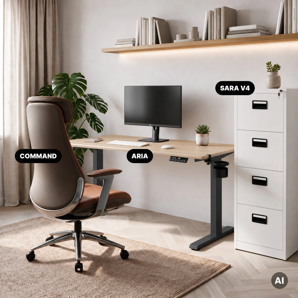 Elektrický stôl s reguláciou výšky ergonomický antracitový/dub sonoma,1400x700 mm: ARIA