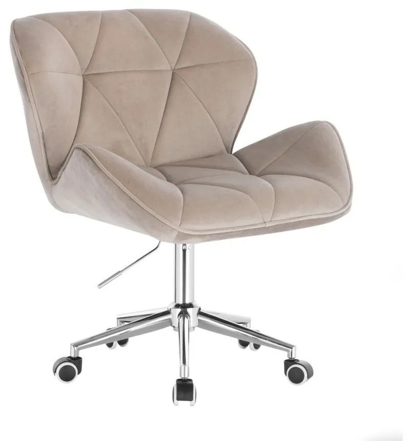 LuxuryForm DESIGN Stolička MILANO VELUR na striebornej podstave s kolieskami - latte