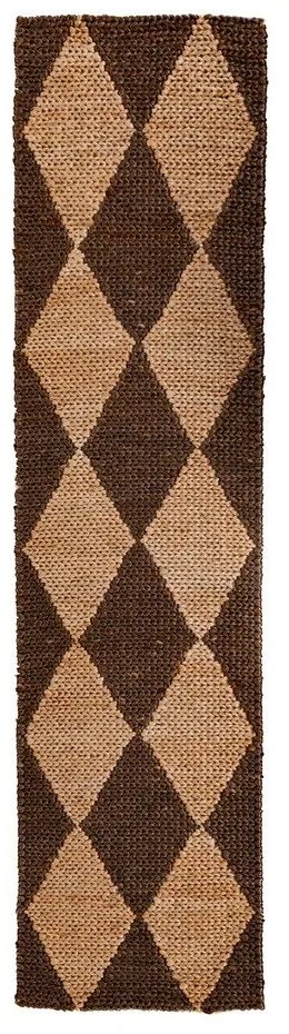 Hnedý/v prírodnej farbe ručne tkaný behúň s prímesou juty 60x230 cm Effie Diamond – Flair Rugs