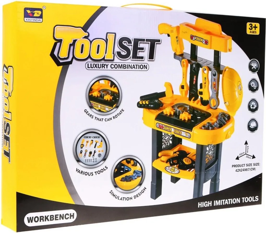 MULTISTORE Detský dielenský stôl s nástrojmi 23 dielov – pracovná dielňa pre deti 3+