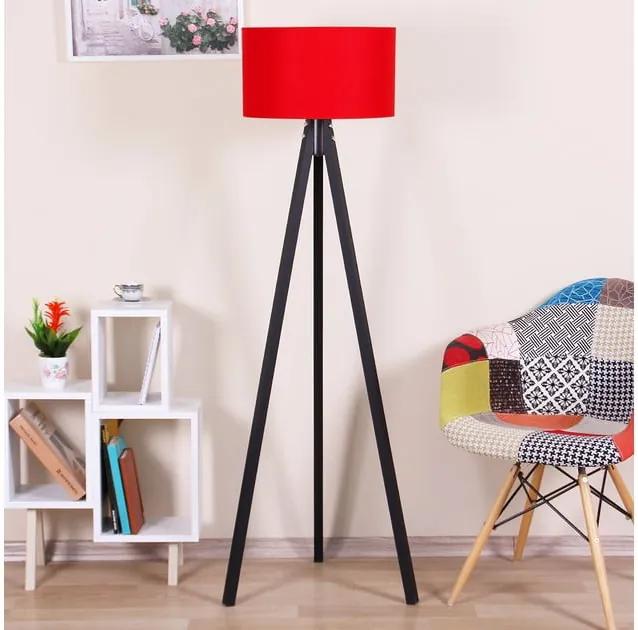 Čierna voľne stojacia lampa s červeným tienidlom lampa Kate Louise Siyah