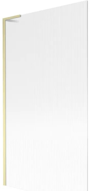 Mexen Next L, 1-krídlová vaňová zástena 100 x 150 cm, 6mm sklo s rebrovým vzorom, zlatý matný profil, 895-100-000-03-09-55