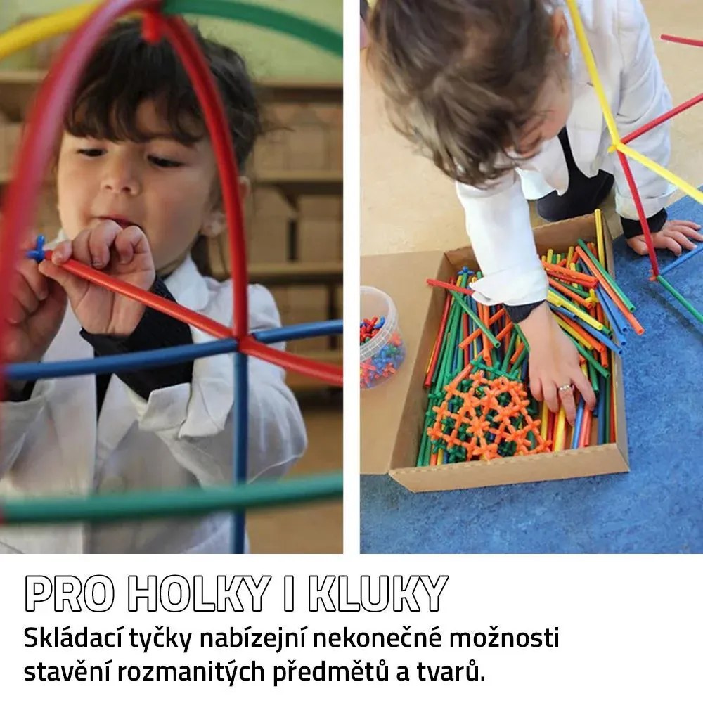 Zaparkorun Kreatívna detská modelovacia stavebnica - skladacie tyčky - 500 dielikov