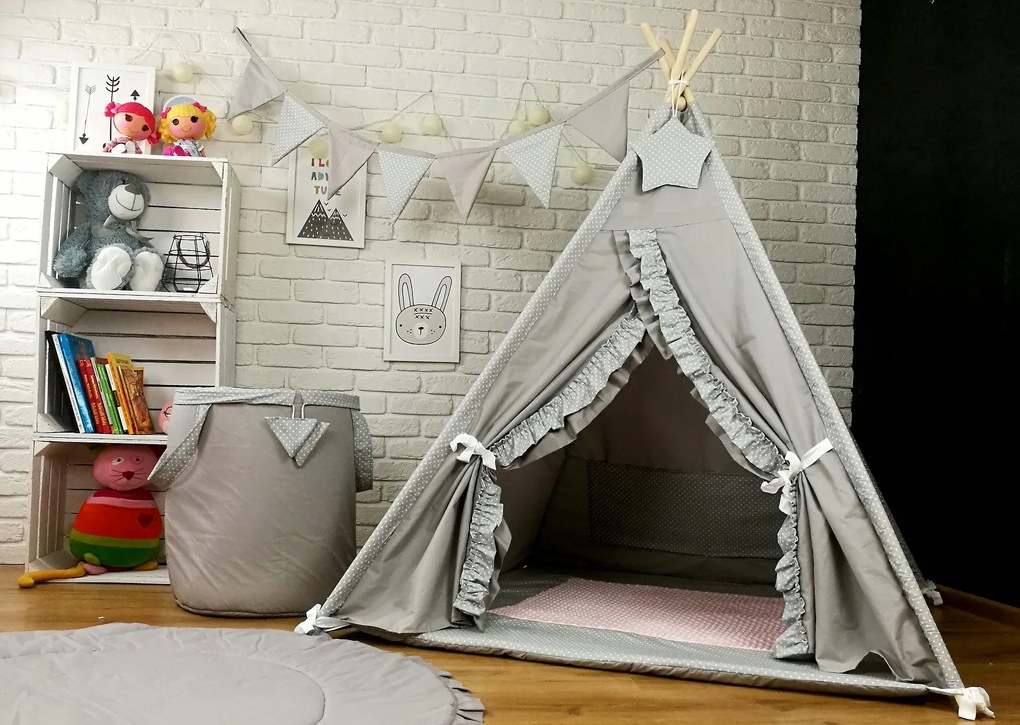 Detský stan TEEPEE (TÍPÍ) LUXURY s doplnkami - RUŽOVÁ ZOO