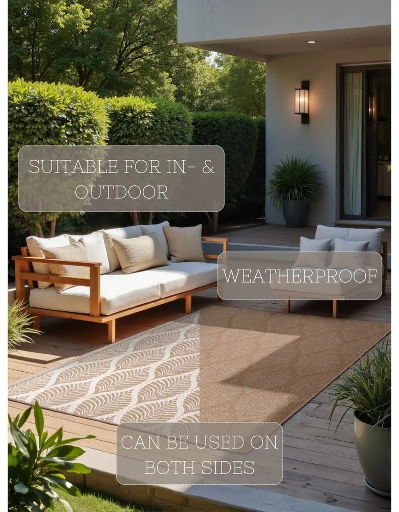 Vnútorný a vonkajší koberec v béžovej a slonovinovej farbe 120x170 cm Duet Liora – NORTHRUGS