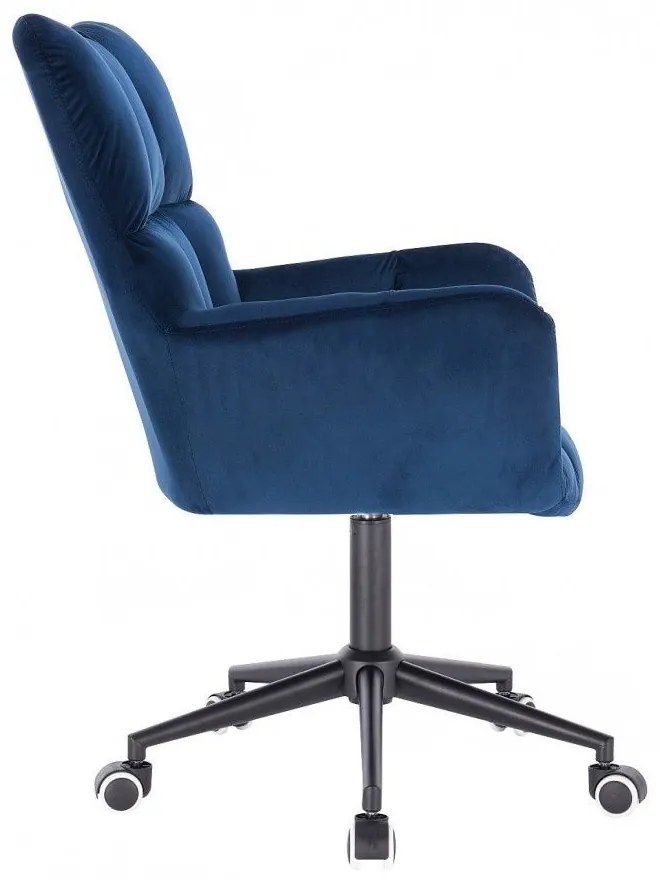 LuxuryForm DESIGN Otočné kreslo AURORA VELUR na čiernej podstave s kolieskami - modré