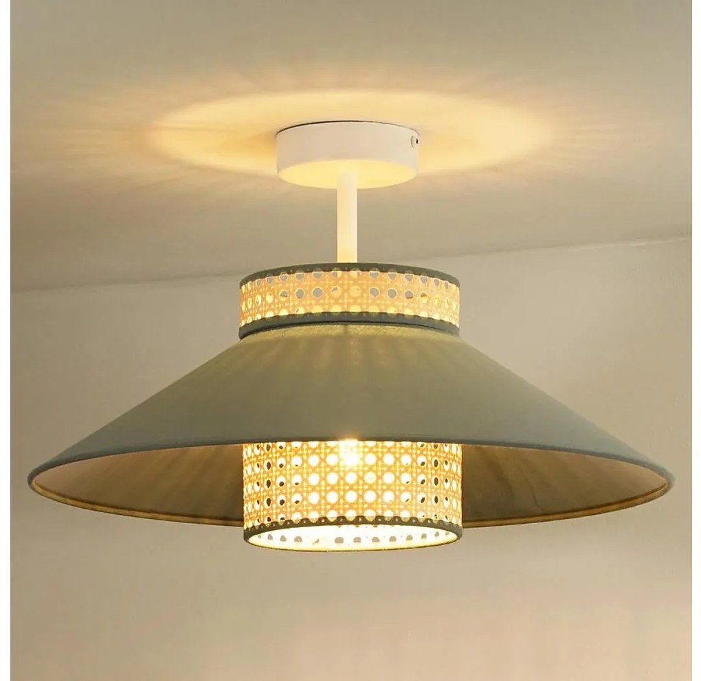 Duolla - Prisadený luster RIO RATTAN 1xE27/15W/230V pr. 45 cm zelená/ratan