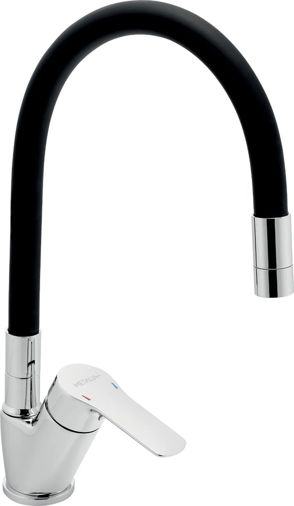Novaservis, Dřezová baterie s černým flexi ramenem Metalia 54, chrom, 54014F-0C