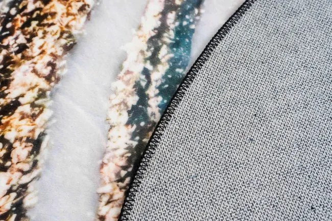 Protišmykový koberec NOVO mramor / zelený / zlatý kruh