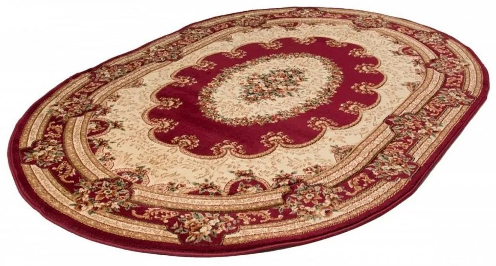 *Kusový koberec klasický vzor bordó ovál 70x140cm