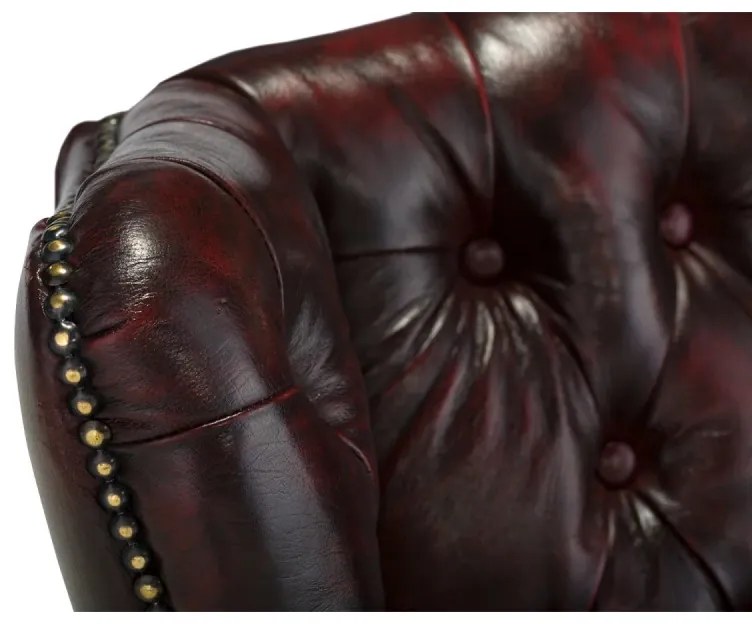 furniture-nabytek.cz - Masívne kreslo Chesterfield Kingsfield z pravej kože, hnedé – 89×79×104 cm