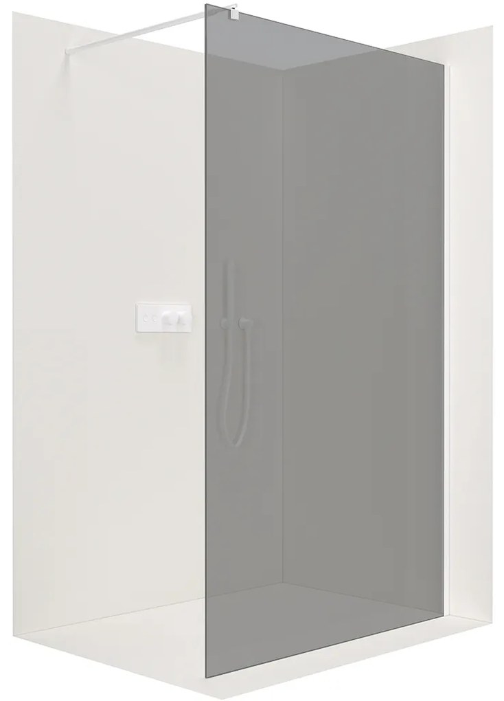 CERANO - Sprchová zástena Walk-in Onyx Ľ/P - guľatá vzpera - biela matná, grafitové sklo - 160x200 cm, CER-CER-8050BD190