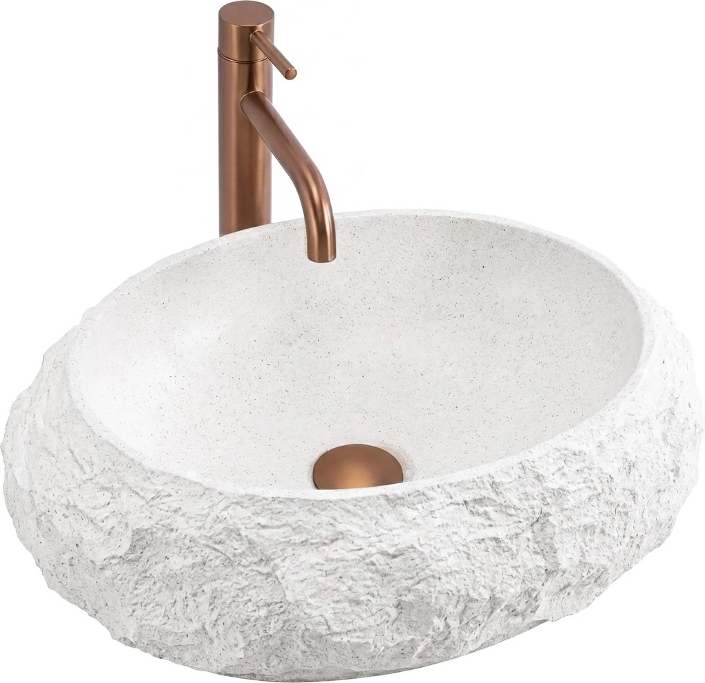 Rea Mika Ivory, umývadlo na dosku 500x380x150 mm, ecru-imitácia kameňa, REA-U7350