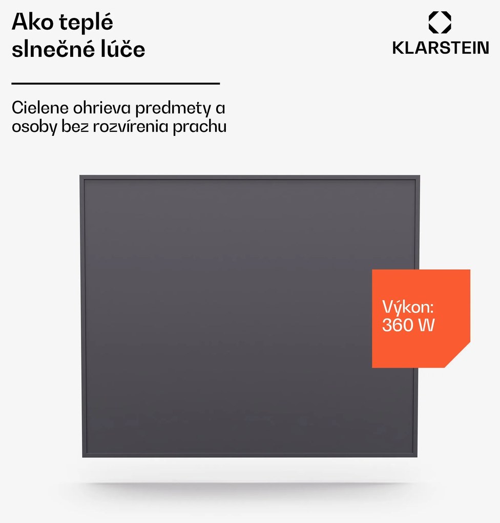Klarstein Inteligentný infračervený ohrievač Wonderwall, 60x60cm, Aplikácia, 360W, Týždenný časovač, IP24