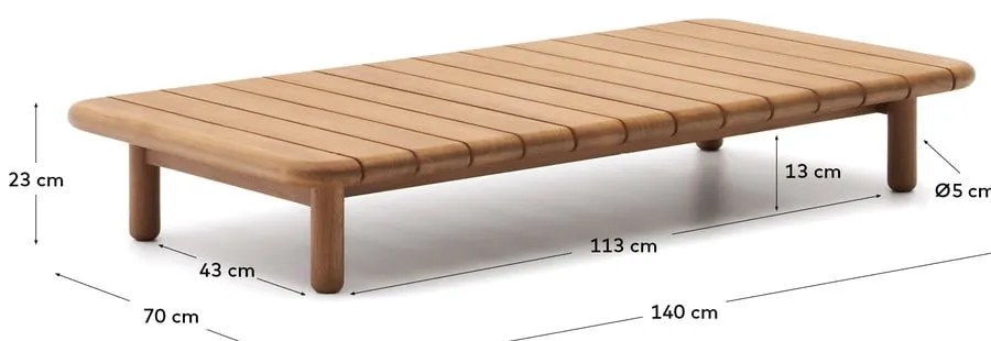 Záhradný odkladací stolík z tíkového dreva 70x140 cm Turqueta – Kave Home